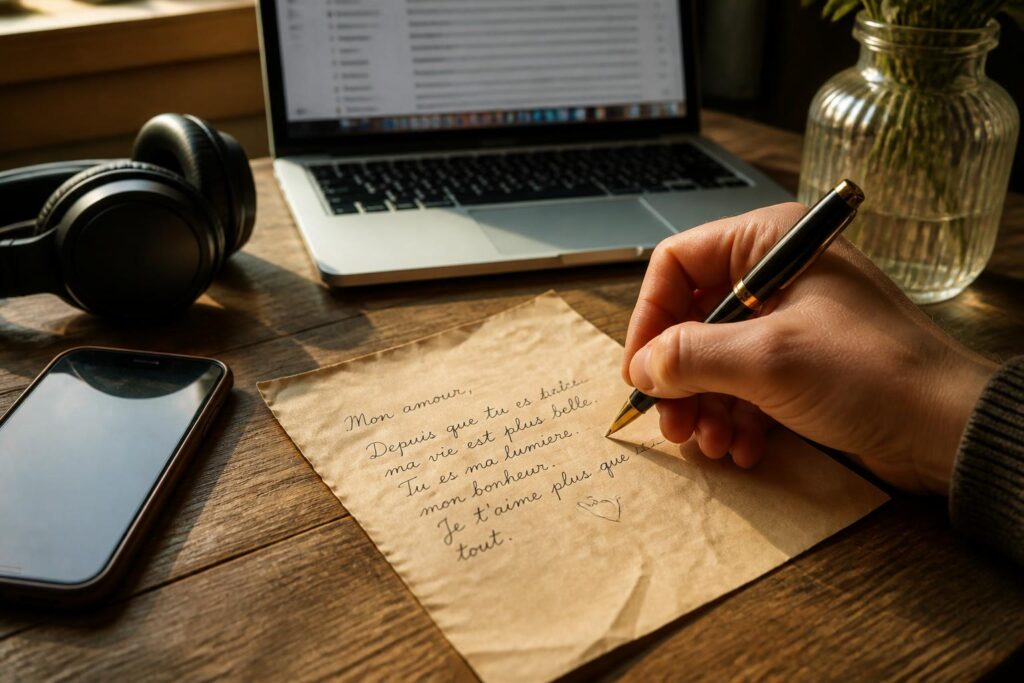 découvrez comment une courte lettre d'amour retrouve toute sa magie à l'ère du numérique, entre émotion sincère et simplicité d'expression.