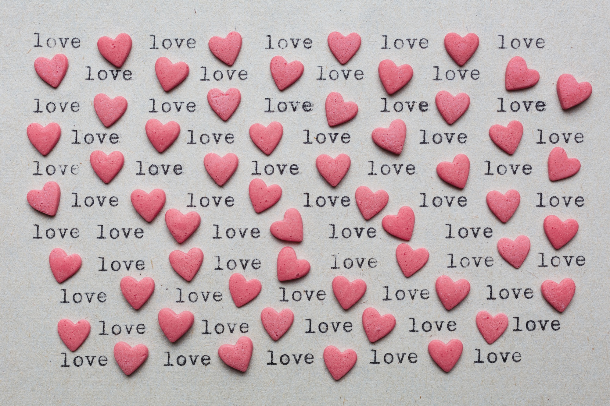 Heart shaped candy with loving words