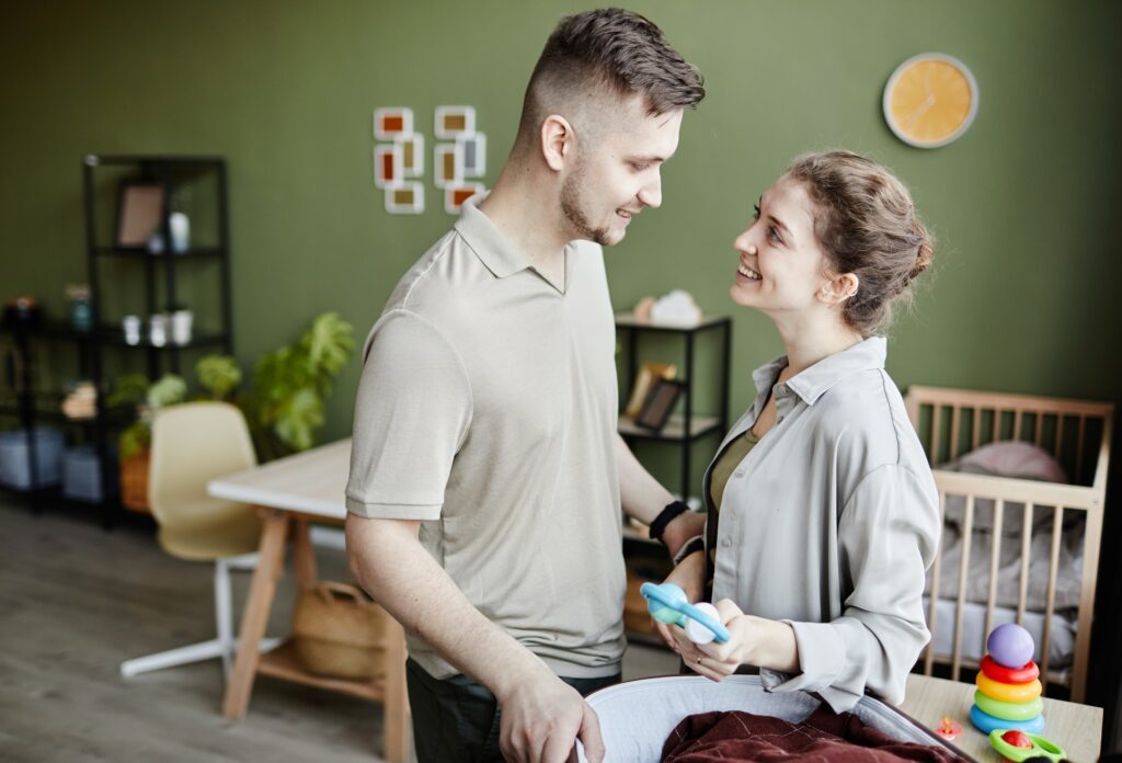 Young couple happy to be parents